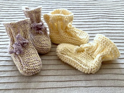 2x Niedliche Handgestrickte warme Baby-Socken Erstlings - Strickschuhe - Bild 1 von 4