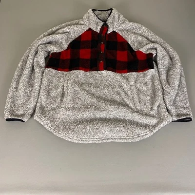 Maurice's Sherpa Sweatshirt Women's Size XXL Red Gray Buffalo Plaid Pullover - Image 1 of 4