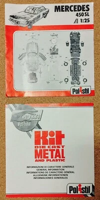 POLISTIL 1:25 scale Foglio Istruzioni Kit Mercedes 450 SL + Foglio Info generali - Immagine 1 di 2