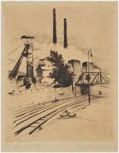 Expressionist 1924 - Industrie - Radierung - undeutlich signiert - Bild 1 von 4