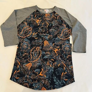 Lularoe Randy Top Lilly Blumenmuster 3/4 grau Ärmel Größe Small - Bild 1 von 9