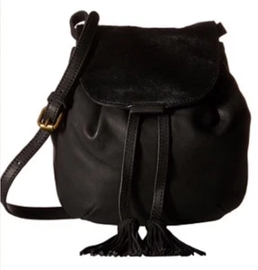 NWT Lucky Brand $168 Jordan Black Leather & Hair Calf Mini Crossbody - Picture 1 of 8