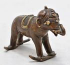 Antik Messing Elefant Figur Original Alt Handgefertigt Fein Eingraviertes
