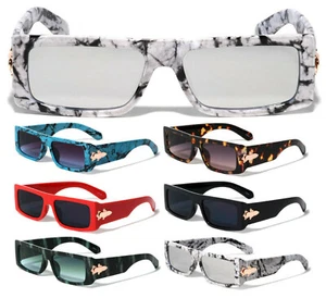 SLIM SLEEK THICK BOLD CLASSIC SQUARE SUNGLASSES GOLD BUCKLE WIDE RETRO DESIGNER - Picture 1 of 8