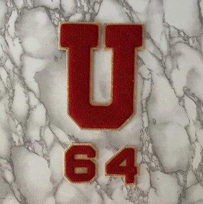 Vintage 1940s Red and Cream Chenille Patches U, 4, 6 or 9 - For Letterman Jacket - Image 1 of 4