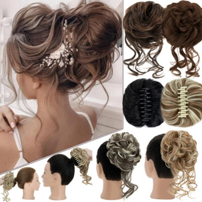 Tousled Updo Clip in Meesy Bun Lockig Dutt Haarteil Haargummi Hair Extensions DE - Bild 1 von 4