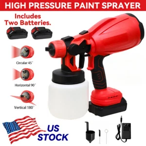 High Pressure Cordless Paint Sprayer Electric Airless HVLP Spray Gun 2 Battery - Picture 1 of 15