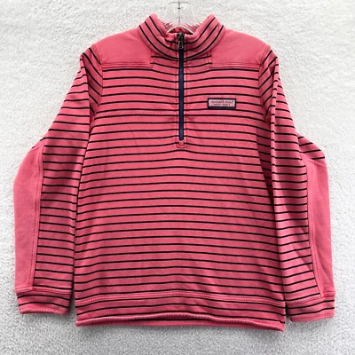 Chaqueta Vineyard Vines Mujer Grande Rosa Rayas 1/2 Cremallera Algodón Manga Larga Tejida Foto 1 de 4