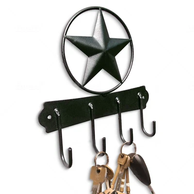 Texas Country Western Key Holder - Rustic Wall Décor Star Key Hanger for Home - Image 1 of 4