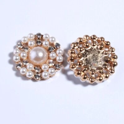 20PCS 22MM Newhot Rhinestone Buttons With Ivory Pearl Beads For Wedding - Image 1 of 3