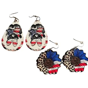 Americana/USA Theme Earrings Set Of 2 - Picture 1 of 5