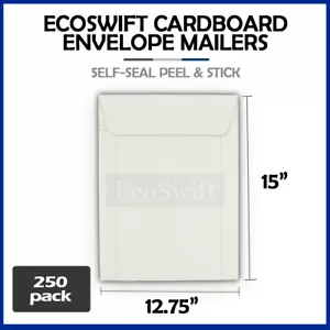 250 - 12.75" x 15" EcoSwift White Photo Ship Flats Cardboard Envelope Mailers - Imagen 1 de 8