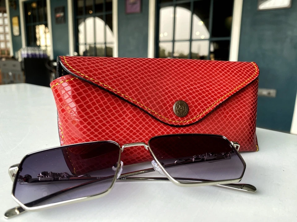 Portable Soft Leather Glasses Sunglasses Red Cover Case Glasses Storage Case - Image 1 of 4