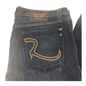 "Pantalones de mezclilla elásticos Rock & Republic Henlee corte bota lavado oscuro talla 40 40 40"" x 33""" - Imagen 1 de 10