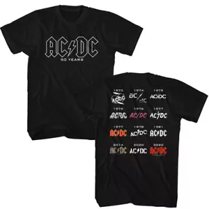 ACDC Logo Change Dates 50 Years Men's T Shirt Band Music Merch - Picture 1 of 9