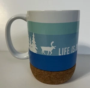 Caribou Coffee Mug Cork Bottom "Life is short Stay awake for it" NOS 2020 14oz - Picture 1 of 16