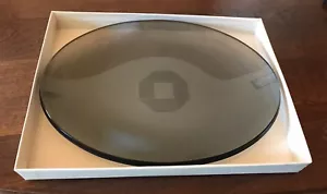 Placa de forma ovalada de vidrio ahumado moderno de mediados de siglo 8 1/2x 6 1/2 - ¡Bonito regalo! - Imagen 1 de 8