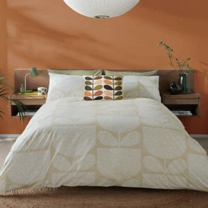 Orla Kiely Bedding Block Garden Cream Retro Duvet Cover Set 100% Cotton Bedding - Picture 1 of 11