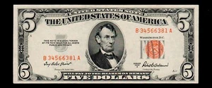 $5 1953-A Red Seal United States Note lightly circulated Free Shipping (#176) - Picture 1 of 2