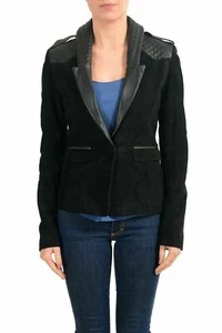 Just Cavalli 100% Leather Black Women's Blazer Jacket US S IT 40 - Picture 1 of 4