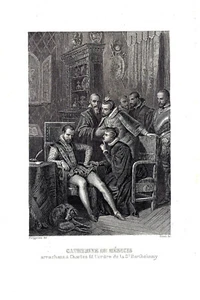 Catherine de Medicis et Charles IX, ordre de St. Barthelemy -Philippoteaux- 1860 - Picture 1 of 1