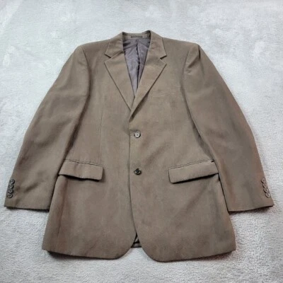 Andrew Fezza Blazer Jacket Mens 42L Brown Faux Suede Microfiber Suit - Image 1 of 4