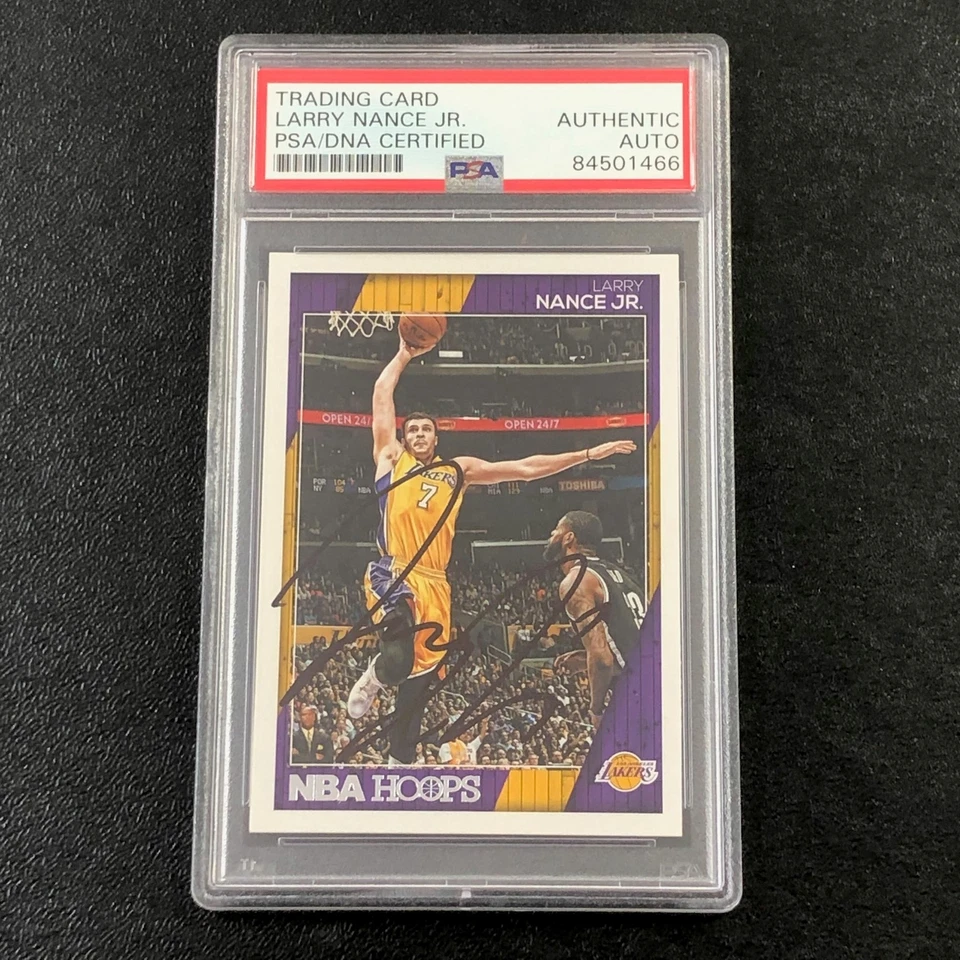 2016-17 NBA Hoops #73 Larry Nance Jr. Signed Card AUTO PSA Slabbed Lakers - Image 1 of 2
