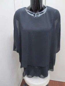 DAVID JONES MULTI LAYER BLACK POLYESTER LADIES BLOUSE - SIZE PLUS 16 - GUC - Bild 1 von 14