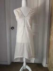 MARNI Beige 100 % Cotton Short Dress Sheer, Size 36 Zipper Closure. High Low Hem - Picture 1 of 18