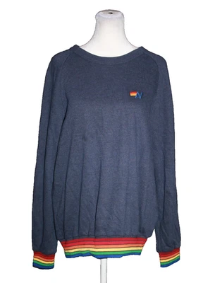 Sudadera Aviator Nation 5 Rayas Arco Iris Cuello Redondo Azul Marino Talla Pequeña S Foto 1 de 2