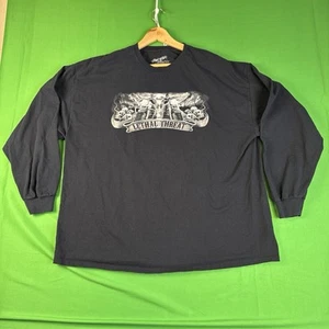 Lethal Threat Skeleton Biker Motorcycle Black 2 Sided Graphic Tee Sz 3XL Y2K USA - Picture 1 of 5