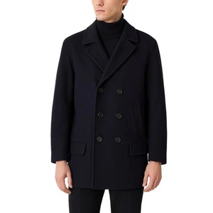 GLOVERALL Heritage Wool Peacoat Navy Preppy Double Breasted Jacket Dark Academia - Picture 1 of 12