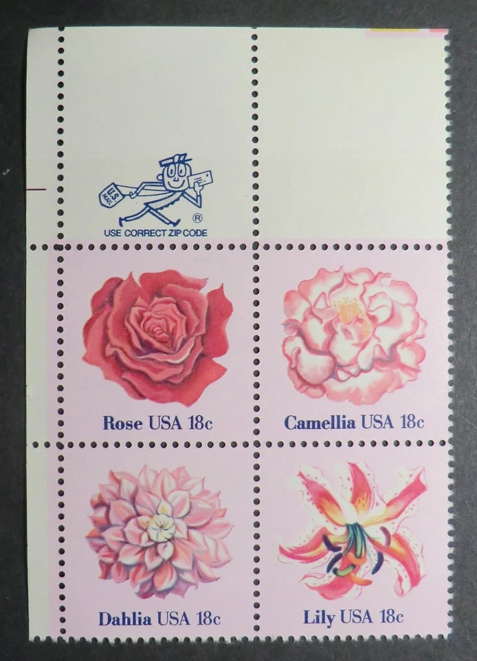 1876 - 1879 MNH 1981 18c Flowers ZB Roses Camellia Dahlias Lilies red rose pink - Image 1 of 1