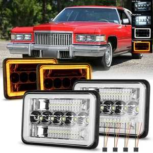 4PCS 4x6" LED Headlights Hi/Lo Beam DRL For Cadillac Fleetwood DeVille 1975-1986 - Bild 1 von 7