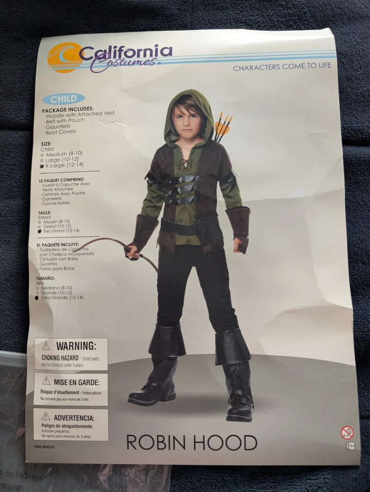 California Costumes Kids XL 12-14 Robin Hood Archer Halloween Cosplay - Image 1 of 4