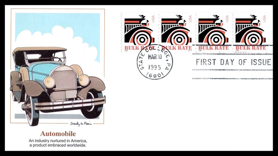 US FDC # 2905 (10c) Bulk Rate Car. Auto Fleetwood Strip of 4  1995, 9h936 - Image 1 of 1