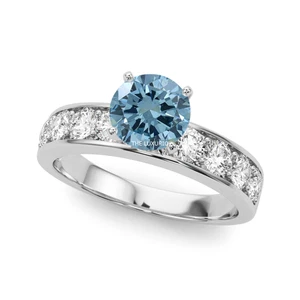950 Platin 1,80 ct IGI Lab Grown Rundschliff Fancy Intensive Blue Diamantring - Bild 1 von 11