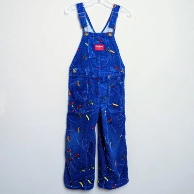 Vintage 80s Oshkosh B’Gosh Corduroy Airplanes Union Made Bib Overalls 4T - Image 1 of 4