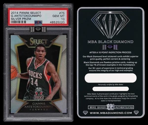 Giannis Antetokounmpo 2014 Panini Select Silver #75 PSA 10 MBA Black Diamond - Foto 1 di 3