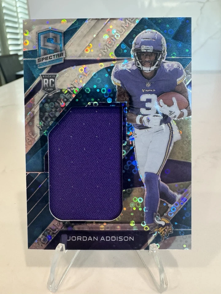 2023 Panini Spectra - Monumental Memorabilia Jordan Addison Neon Blue Prizm /50 - Image 1 of 4