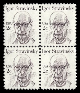 US Scott # 1845, Igor Stravinsky, Block of (4) 1982 2¢ Stamps, MNH - Picture 1 of 1