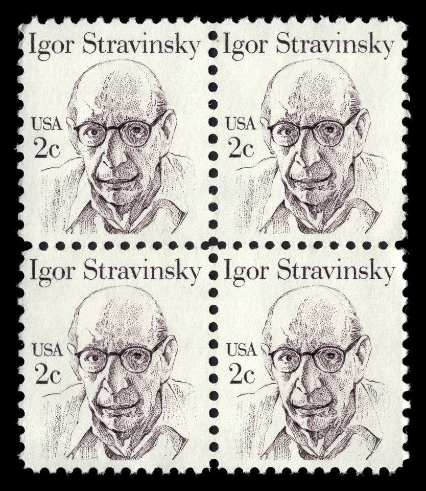 US Scott # 1845, Igor Stravinsky, Block of (4) 1982 2¢ Stamps, MNH - Image 1 of 1