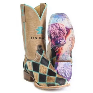 Women's Tin Haul Pet Me Boots With I Only See The Good In Men Sole Handcrafted - Picture 1 of 3