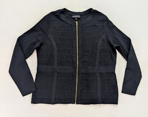 Lane Bryant Women's Sweater Size 18/20 Black Stretch Knit Full Zip Jacket - Picture 1 of 12