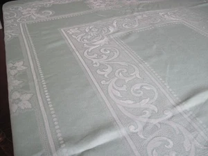 Vintage mintgrüne Damast Tischdecke 75" x 61" - Bild 1 von 9