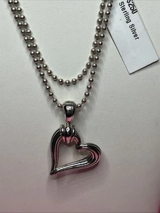Lagos 25 mm offen geriffelt Herz Anhänger 34" Perlenkette Sterlingsilber  - Bild 1 von 9