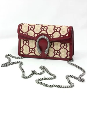 Mini Bolso de Hombro Gucci Dionysus Rojo Rafia Cuero Cadena 476432 Foto 1 de 4