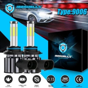 6-sided 9006 LED Headlight Bulbs Conversion Kit Low Beam 6000K Wireless White 2x - Picture 1 of 12