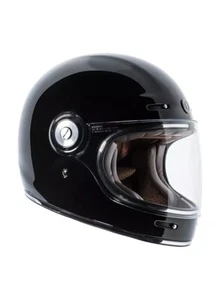 Black Motorcycle Bike Helmet Torc Newport T1 Gloss Retro Full Face 3XL - Picture 1 of 12
