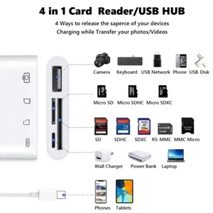 Card Reader USB-C/SD/TF HUB OTG Adapter Charging/Data iOS iPhone iPad Android US - Picture 1 of 10